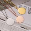 Personalized Stainless Steel Round Charm 18K Gold Jewelry Engraved Custom Logo Rectangle Heart Pendant Tags Necklace