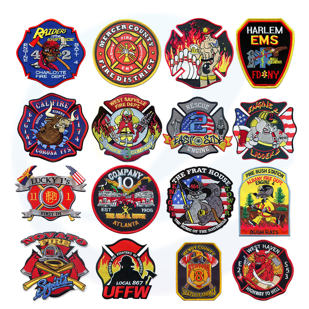 Direct factory sale OEM Custom high quality embroidery firefighter patches for garment accessories