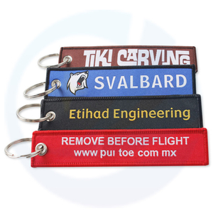 Promotional Brand Embroidered Logo Jet Pilot Key Tag Products For Anime Woven Label Embroidery Keychain Custom