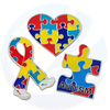 Custom Ribbon Heart Puzzle Piece Brooch Lapel Pin Badge Metal Enamel Autism Awareness Pin