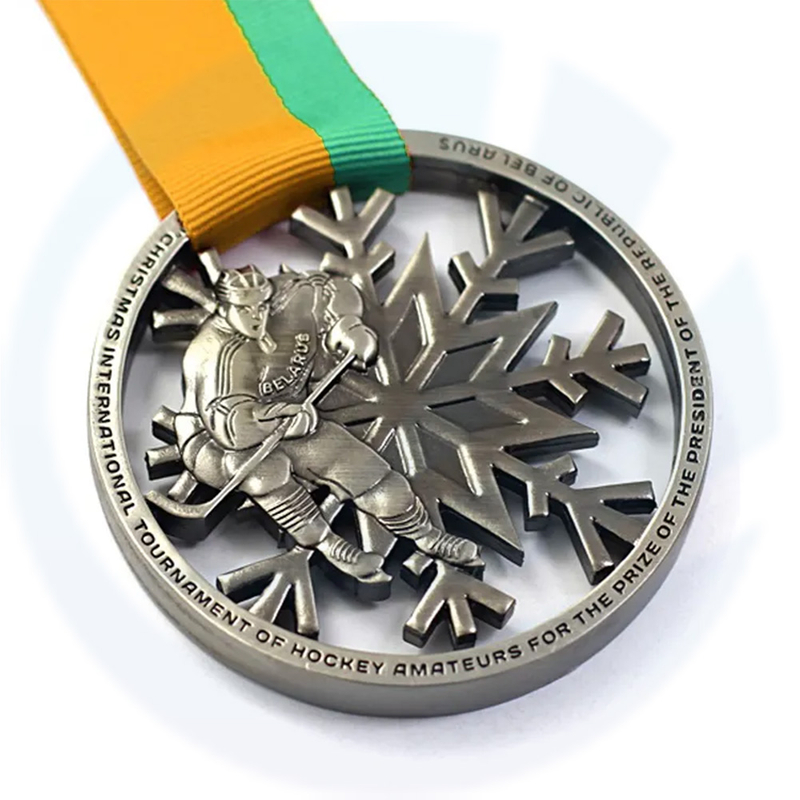 Hot Sale Custom Zinc Alloy Cut Effect Ice Hockey Old Sport Medal