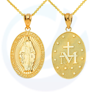 Custom Religious miraculous medal of St. Benedict Christopher Catholic Virgin Jesus Mary Souvenir Medallion Metal Epoxy Design Your Own Logo Saint Necklace