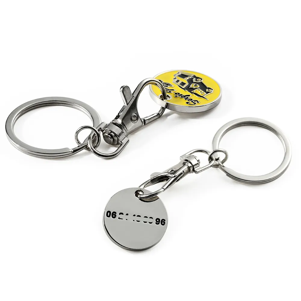 Factory Custom Metal Key Holder Trolley Token Key Ring Uk Shopping Trolley Coin Holder Keychain For Shopping Cart