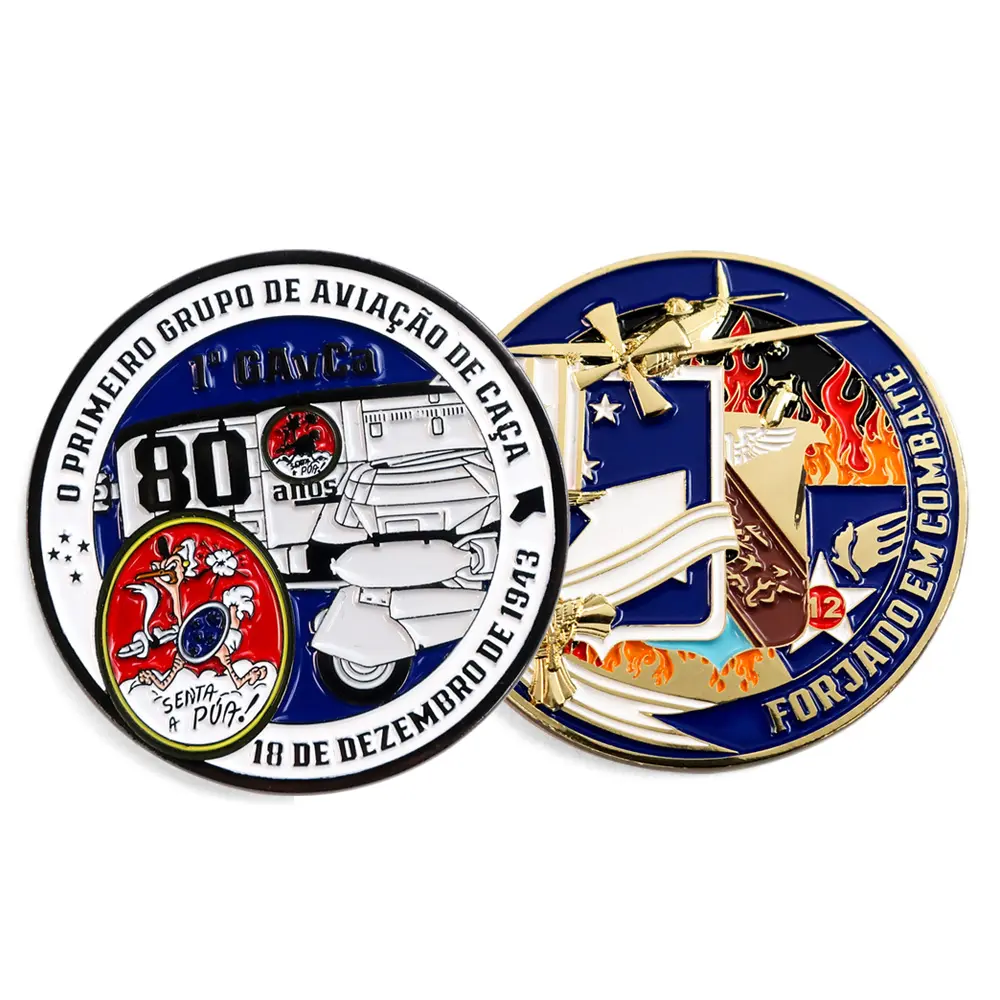 Custom metal crafts brazil gold silver copper bronze soft enamel zinc alloy 3d metal challenge coin