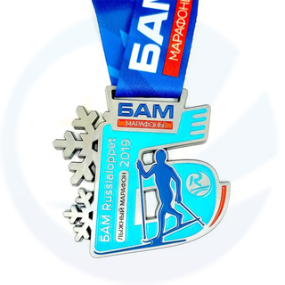 Hot sales ski race sports souvenir award medal medallion Custom trophies and medals