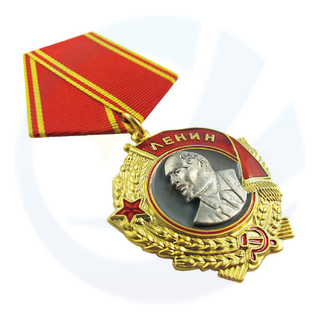 Factory Supplier Two Tone Ribbon Drape Enamel Honor Medals
