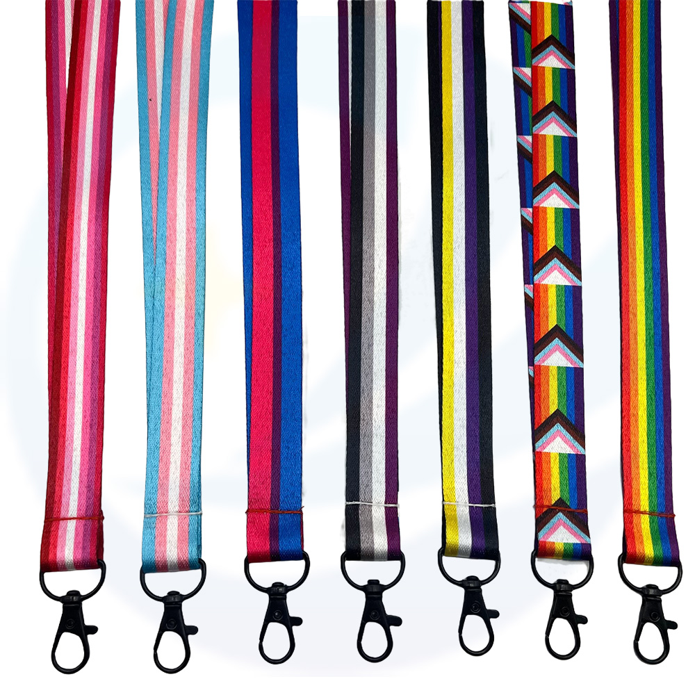 Wholesale OEM Blank Sublimation Polyester Nylon Plain Cheap Personalized Custom Logo Printed LGBTQ rainbow Lanyard