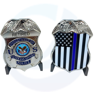 RETIRED VA Veterans Affairs Police Thin Blue Line Flag Challenge Coin