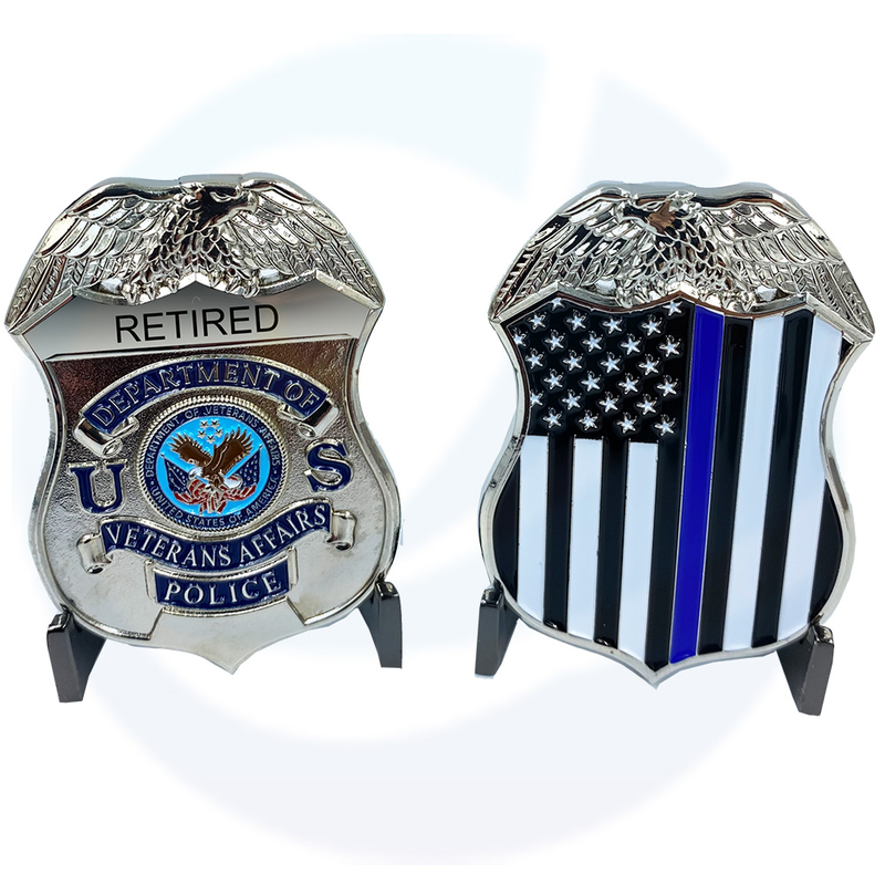 RETIRED VA Veterans Affairs Police Thin Blue Line Flag Challenge Coin
