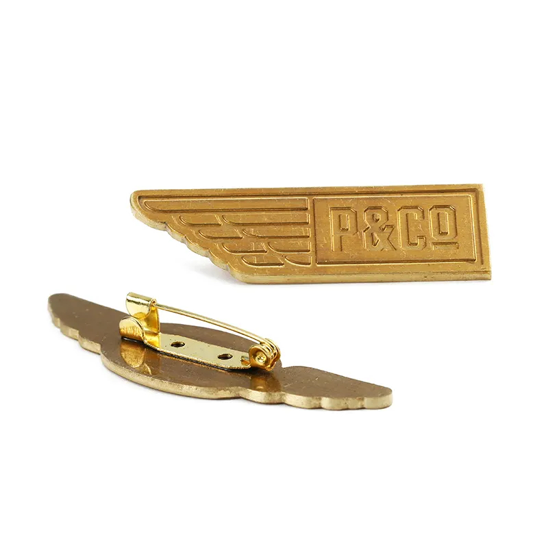 Personalized Custom Lapel Pin Metal Zinc Alloy Brass Gold Brooch Die Stamping Letter Logo Pins for Hats Clothes with Safety pin