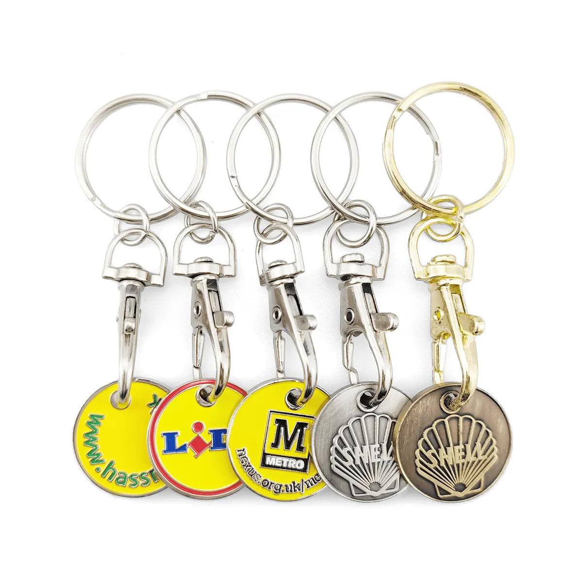 LOGO custom trolley coin keychain supermarket shopping cart chips canada uk euro token coin holder key chain