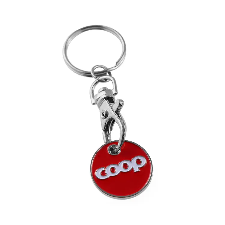Factory Custom Metal Key Holder Trolley Token Key Ring Uk Shopping Trolley Coin Holder Keychain For Shopping Cart