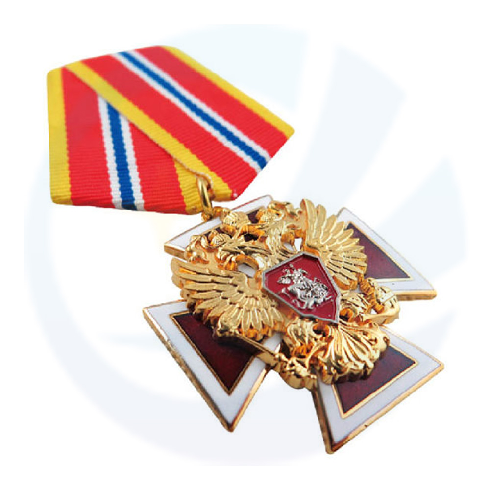 Factory Supplier Two Tone Ribbon Drape Enamel Honor Medals
