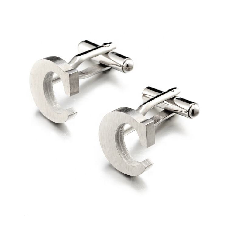 Luxury mens custom jewelry accessories 26 English inital letters stainless steel cufflinks