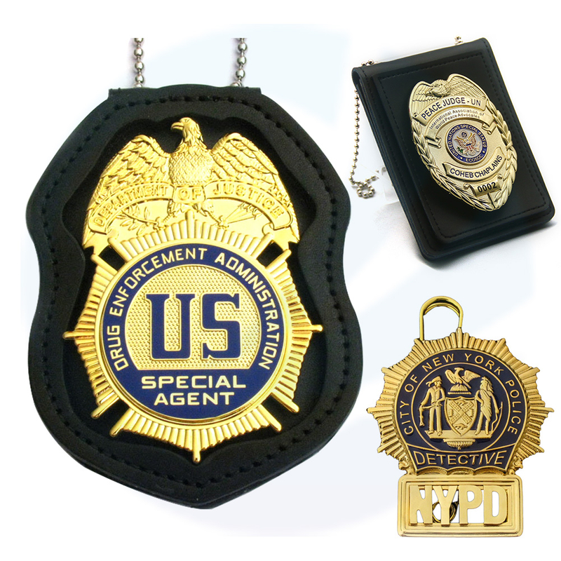Customized Metal Crafts Leather Officer Logo Button Badges Military Army Security Police Soft Hard Enamel Pin Badges with Metal Clips