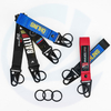 Custom Logo Promotional Keychains Carabiners Printing Short Lanyard Woven Logo Wrist Lanyard Motorcycle Keychain