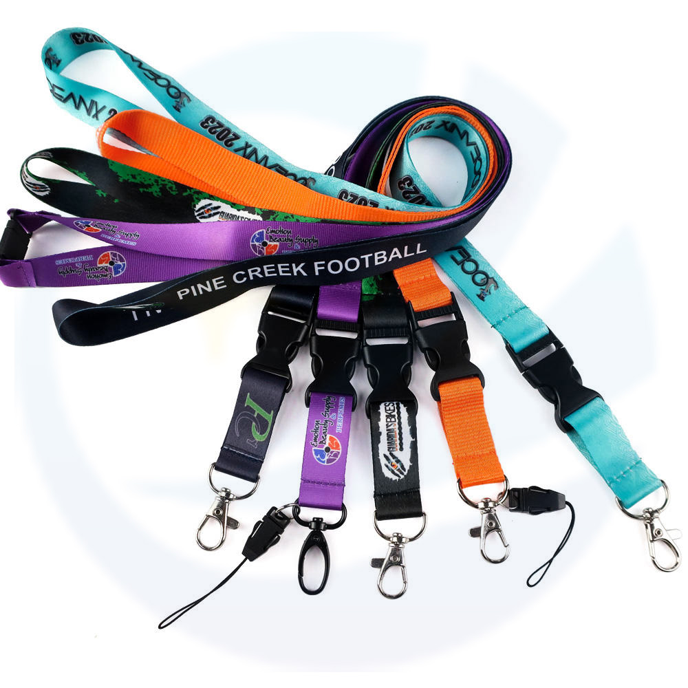 Designer Silk Woven Sublimation Neck Custom Printed Keychain Anime Breakaway Lanyards with Logo
