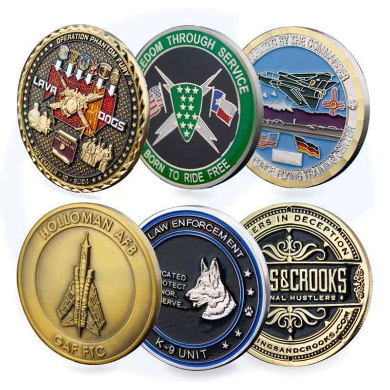 custom 3D logo with double plate brass challenge coin