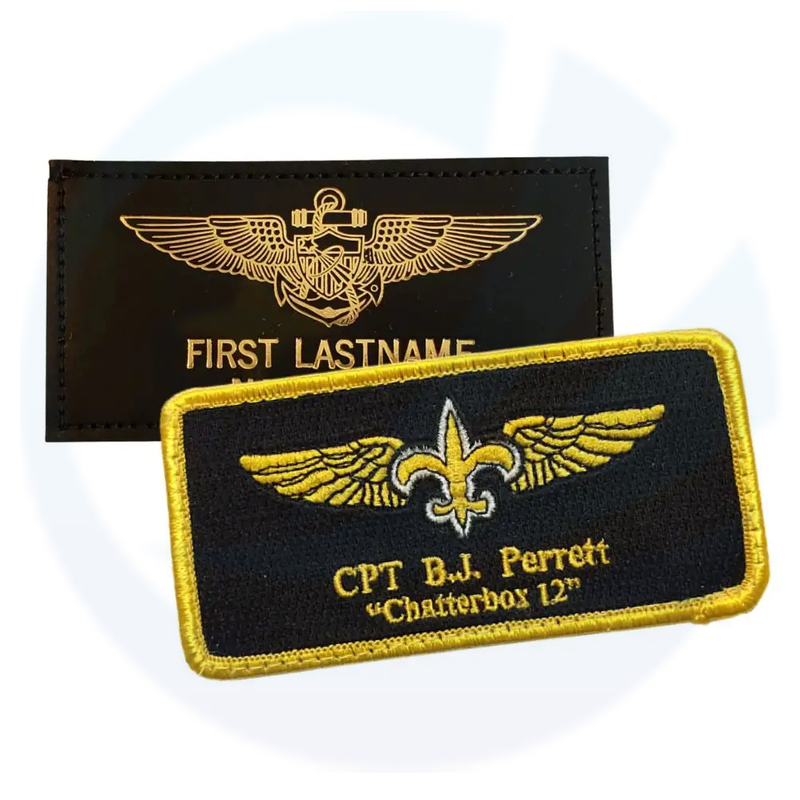 Custom Embroidered Name Patch Leather Flight Suit Name Tags