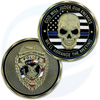 ST. Michael Police Challenge Coin Thin Blue Line Law Enforcement Skull Coin