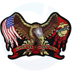 Marines Eagle Patch United Stated Military Veteran American US Flag Large Embroidered Iron On