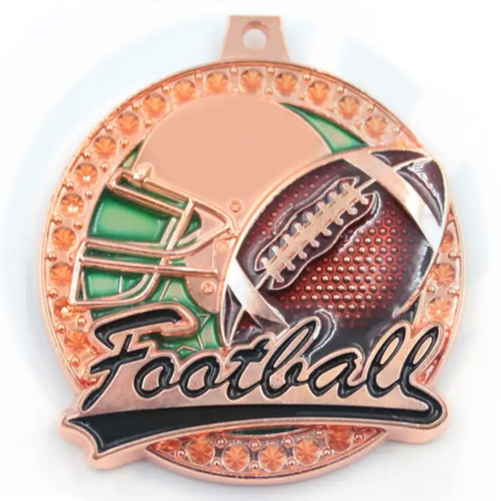 Manufacturer Free Design Custom Metal Medal with Lanyard Sports Football Soccer rugby Medals