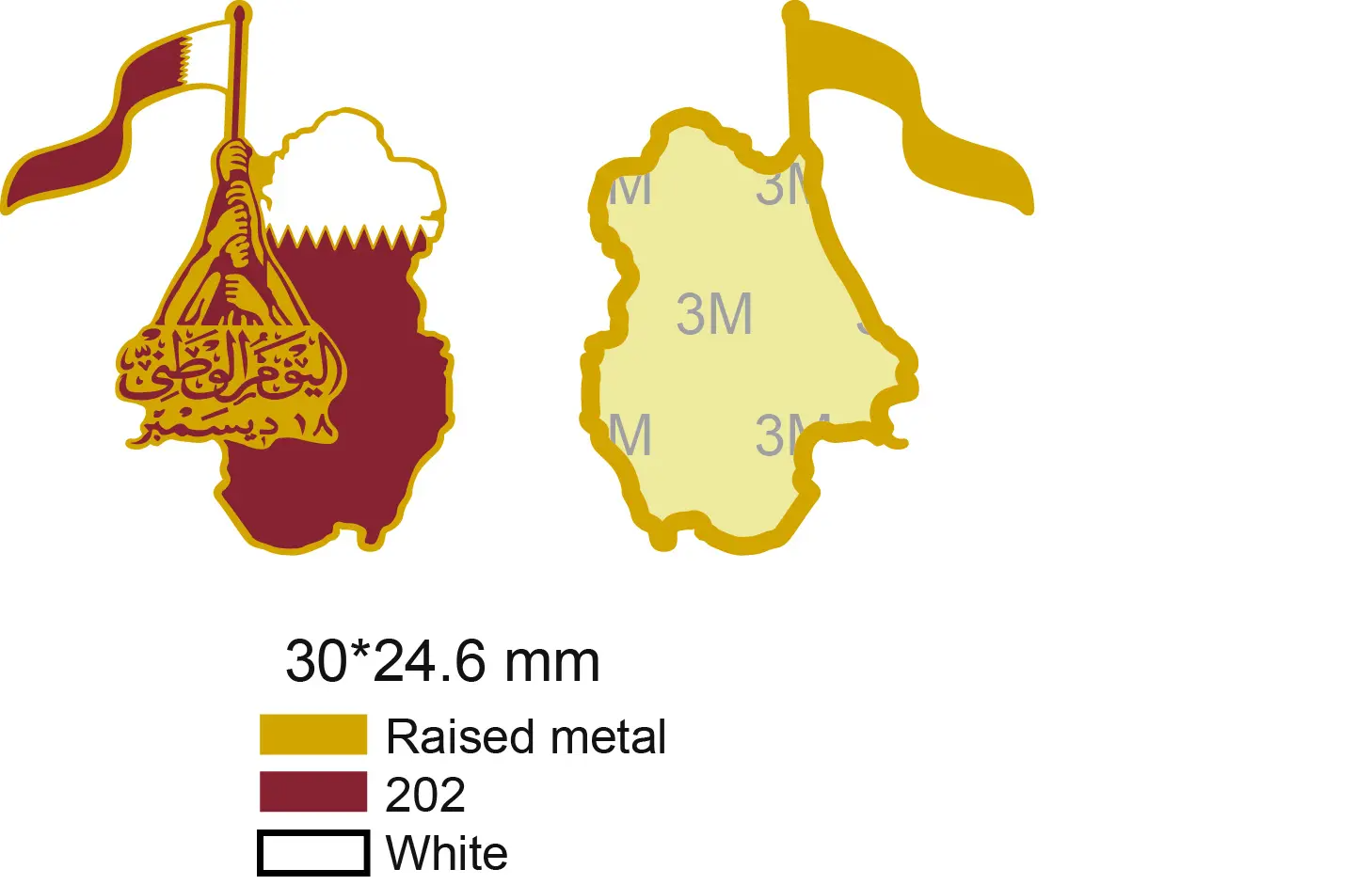 Custom National Commemorative Lapel Pins Golden Metal Magnetic Badge Qatar Map Souvenir Pins