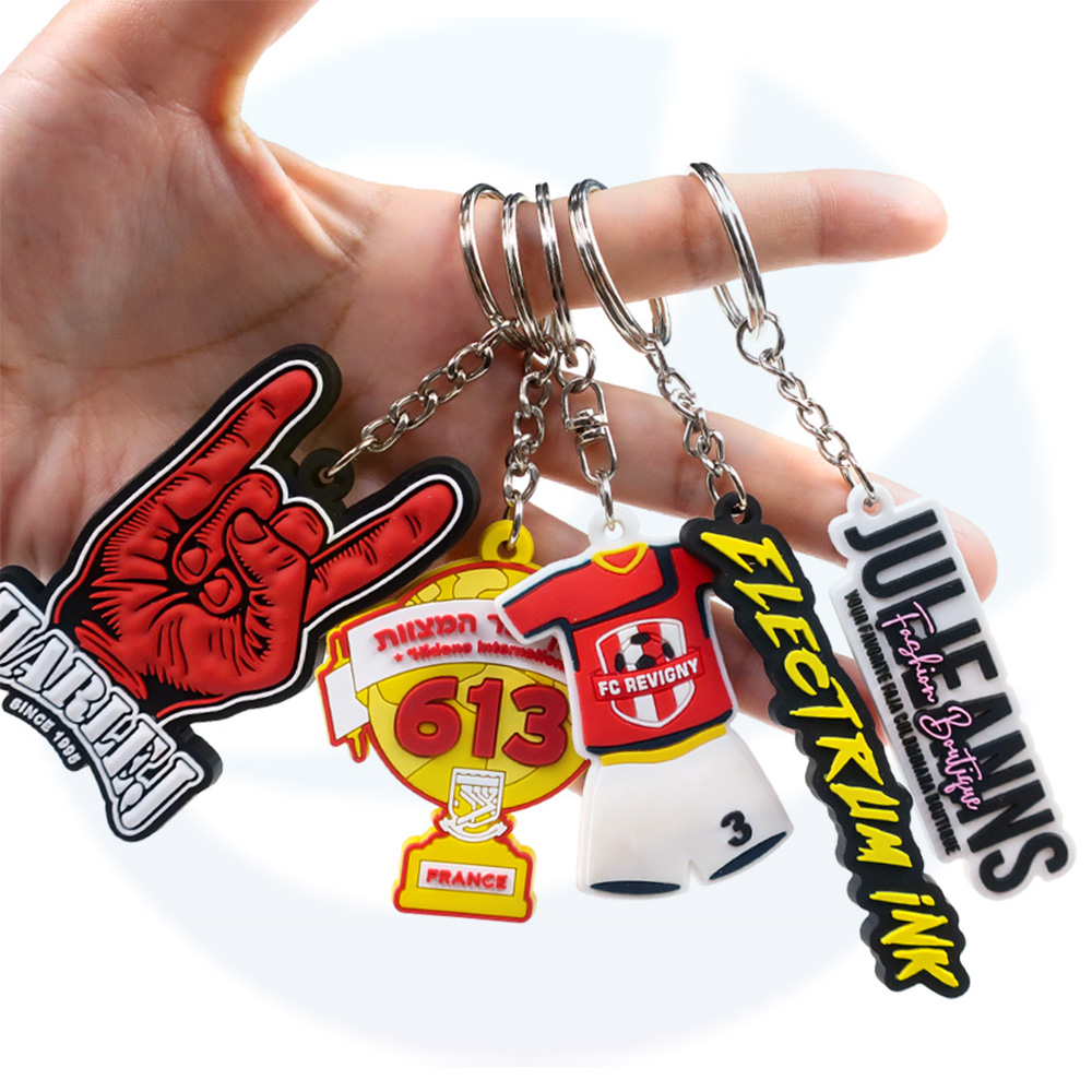 Custom 2D/3D anime soft pvc keychain Make Rubber sport Key Chain Your Logo keyring with chain
