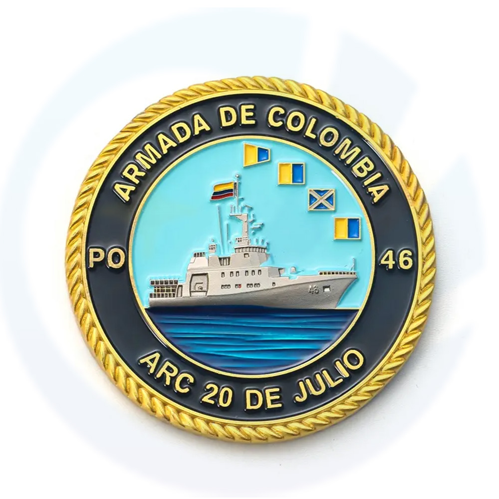 custom gold metal soft enamel logo Columbia challenge coin award
