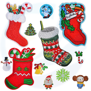 Wholesale Custom Fabric Embroidered Patches Christmas Day Iron-on Embroidery Patch
