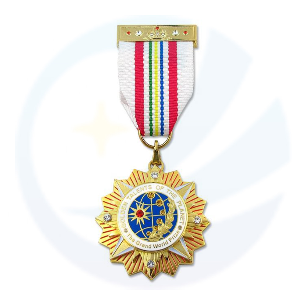 High Quality Luxury Hard Eanmel Manufacturer Honorable Medals with Ribbon