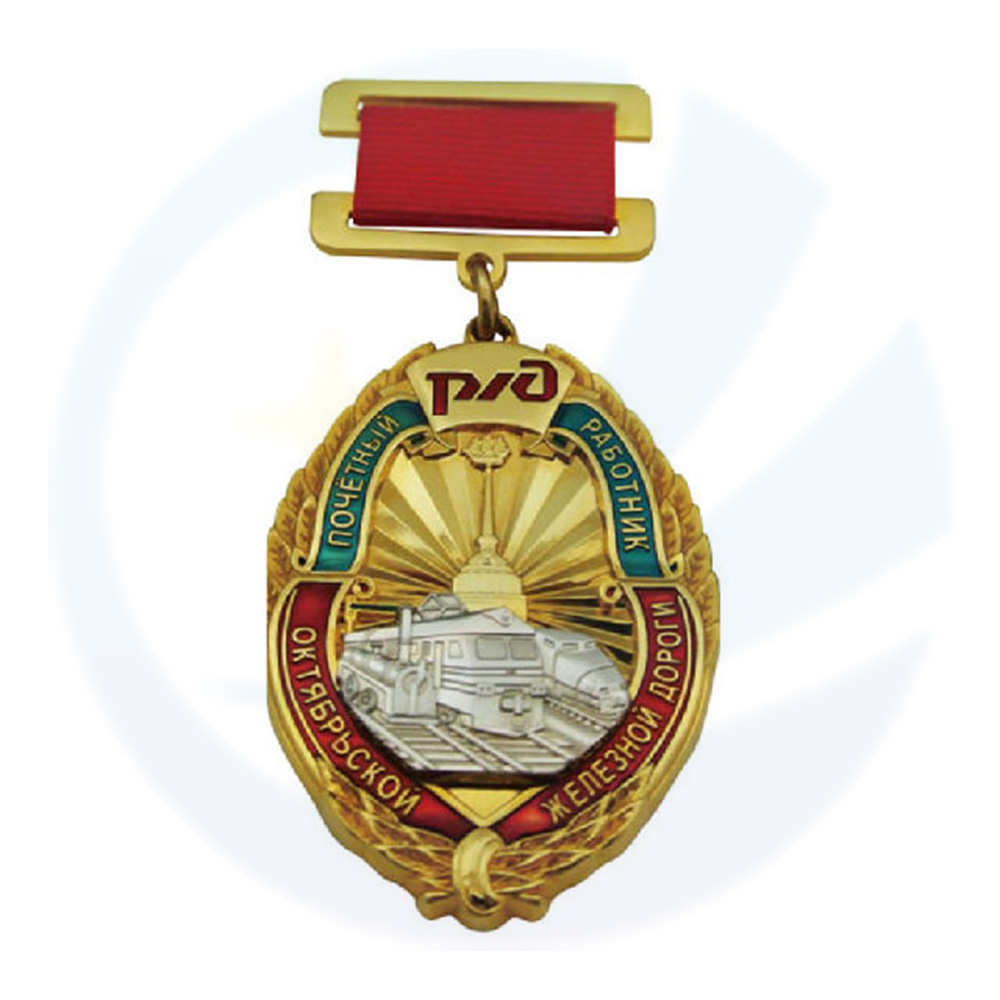Factory Supplier Two Tone Ribbon Drape Enamel Honor Medals