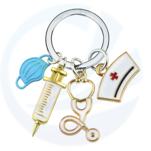 Custom Fashion Metal Nurse Keychain Doctor Mask Key Chain Ring Pendant Paramedic Decoration Doctor Keychains