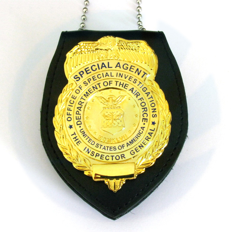 Custom Made Bright Gold Plated Metal Emblem Police Badge