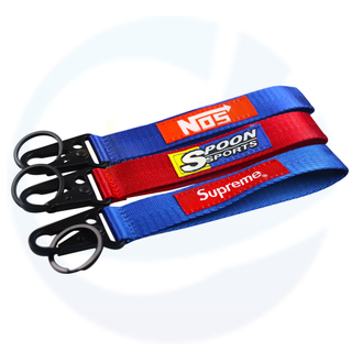 Cheap Customized Embroidered Keychain Strap Woven Key Chain with carabiner