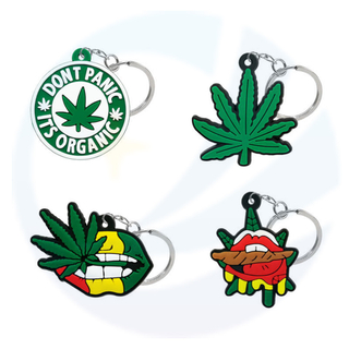 Custom Silicon PVC Keychain Leaf Shape Key Ring Creative Green Plant Lips Design Key Holder Fit Men Women Bag Car Keys Trinket