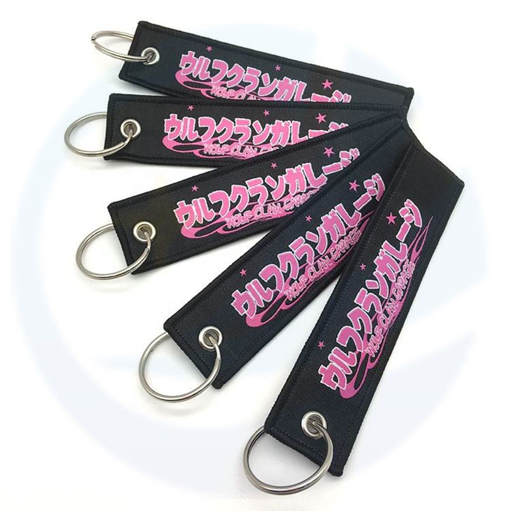Custom woven embroidered keychain/key tag/jet tags