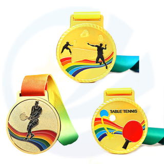 Customized Metal Table Tennis Badminton Tennis Squash Medallion Wholesale Gold Enamel Custom Sports Medal
