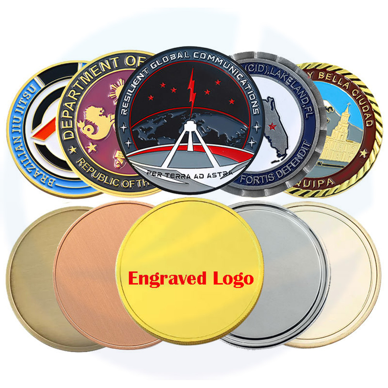 In Stock Blank Laser Engraving Coin Zinc Alloy Metal Challenge Coin Custom Design 3D 2D Enamel Coin Collection for Souvenir