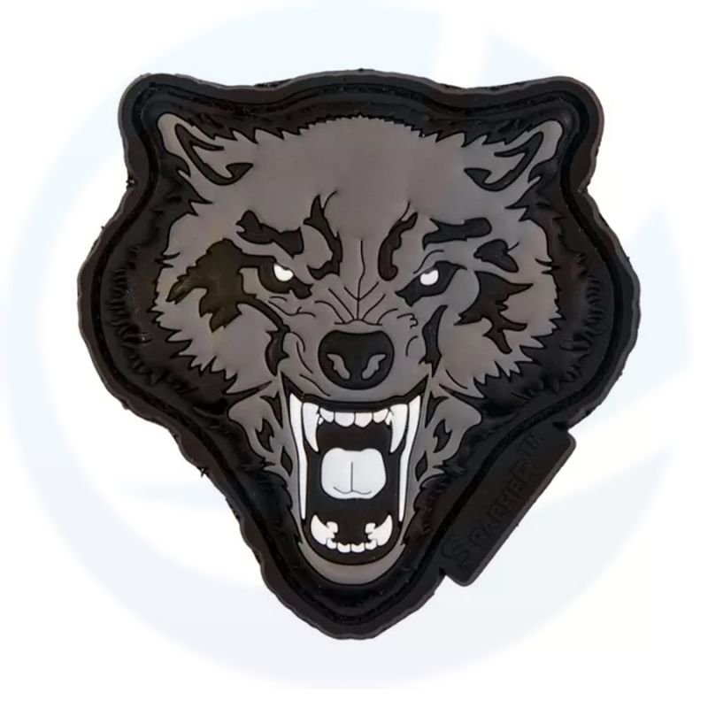 Custom 3D Rubber Wolf Head Skull PVC Patch
