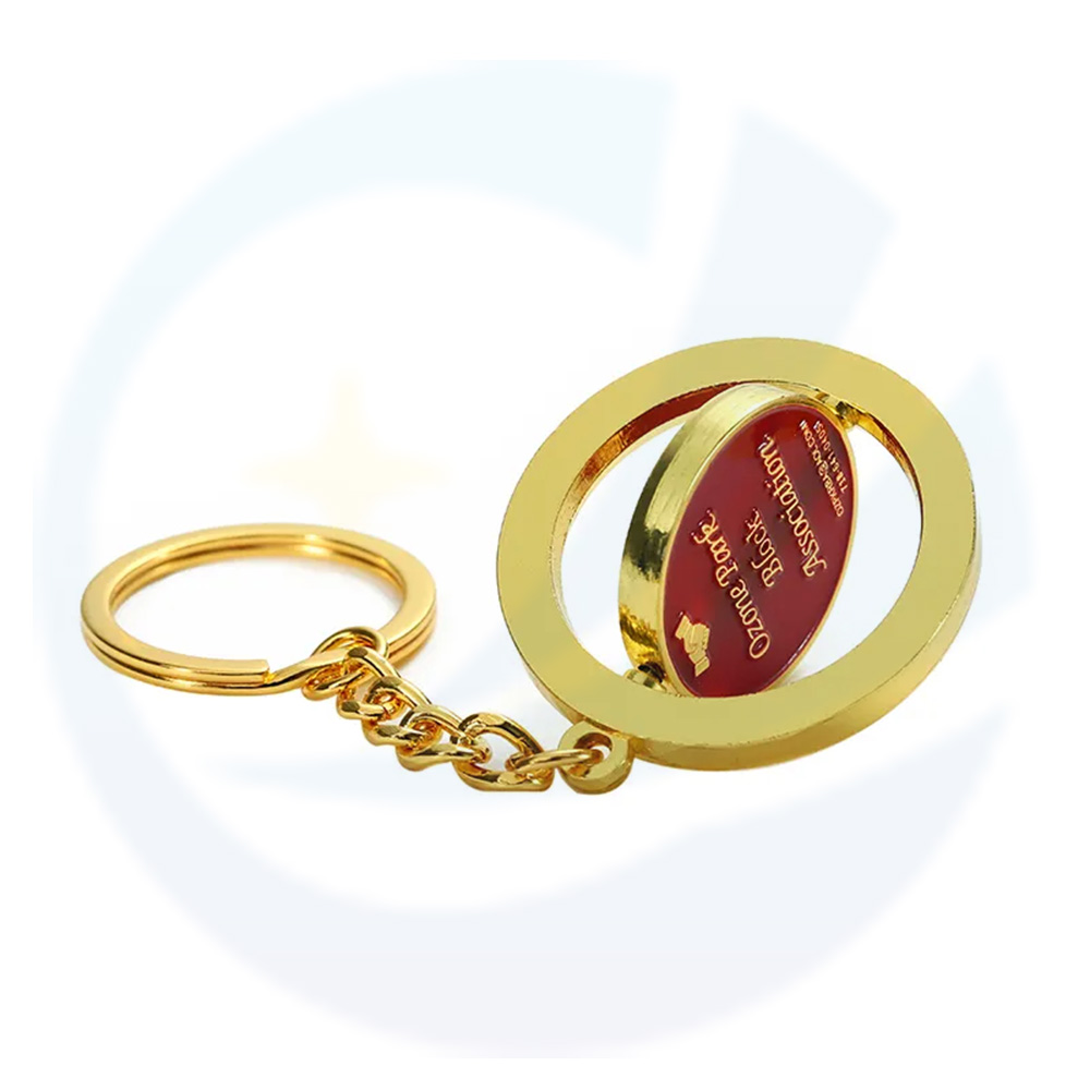 Spinning Key Chain Personalisado Design Gold Soft Enamel Keychain Spinner Reverse Custom Lion Club 3D Logo Letter Zinc Alloy Metal Keyring