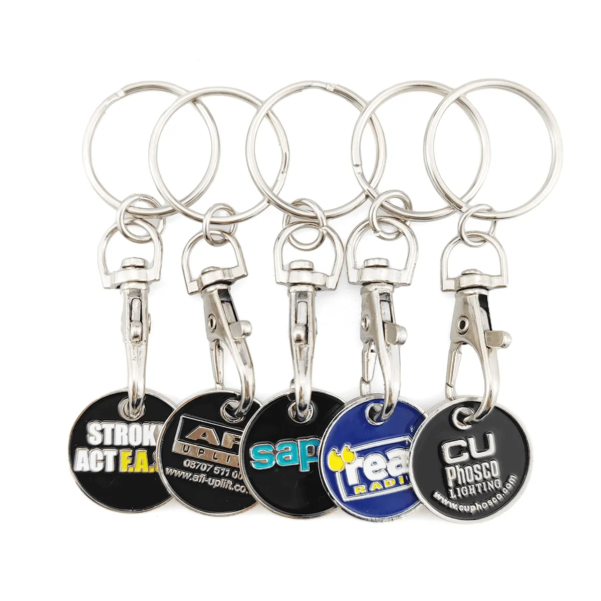 LOGO custom trolley coin keychain supermarket shopping cart chips canada uk euro token coin holder key chain