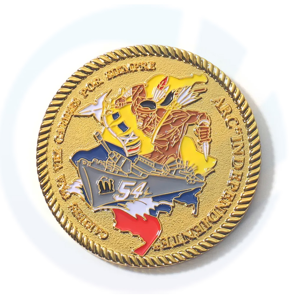 customized enamel logo 3D anchor gold metal Columbia coin souvenir