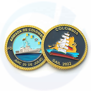 custom gold metal soft enamel logo Columbia challenge coin award