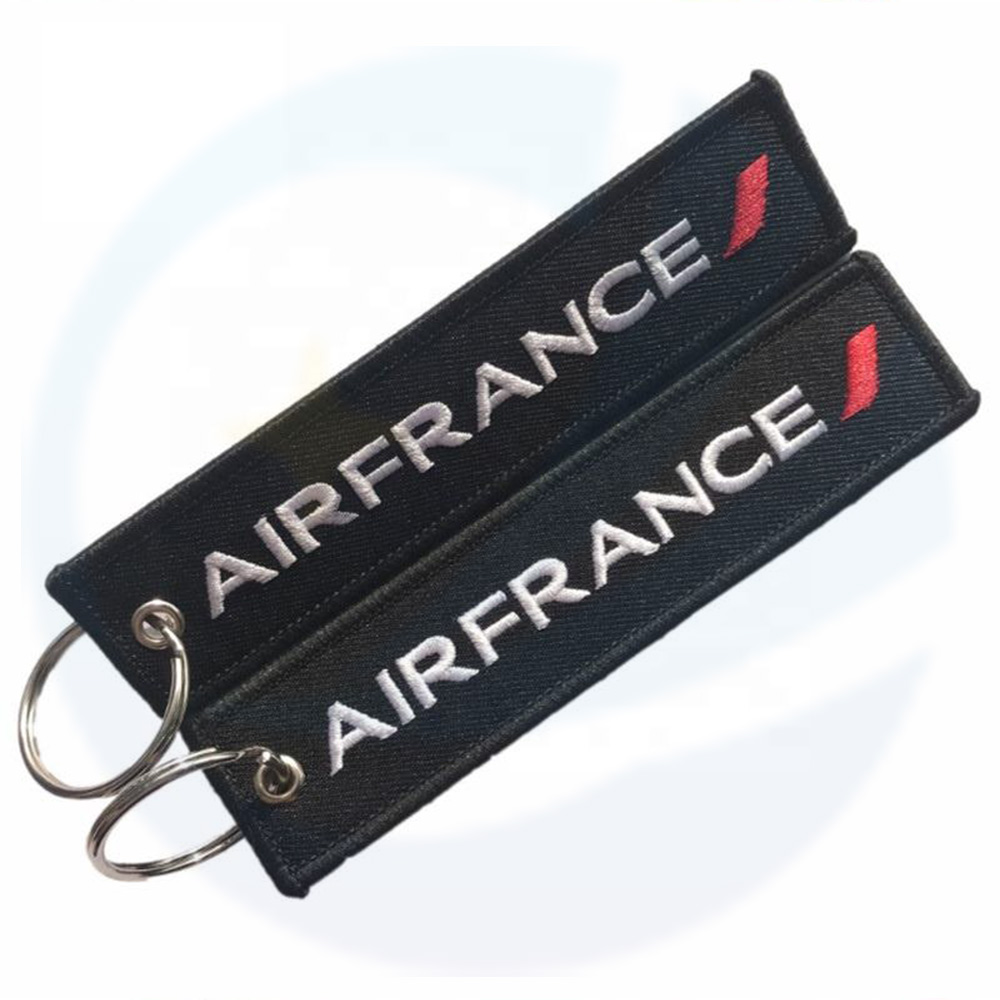 Custom embroidered Keychain jets key tags remove before pew pew