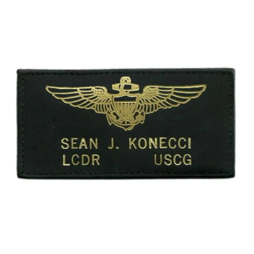 Custom Embroidered Name Patch Leather Flight Suit Name Tags