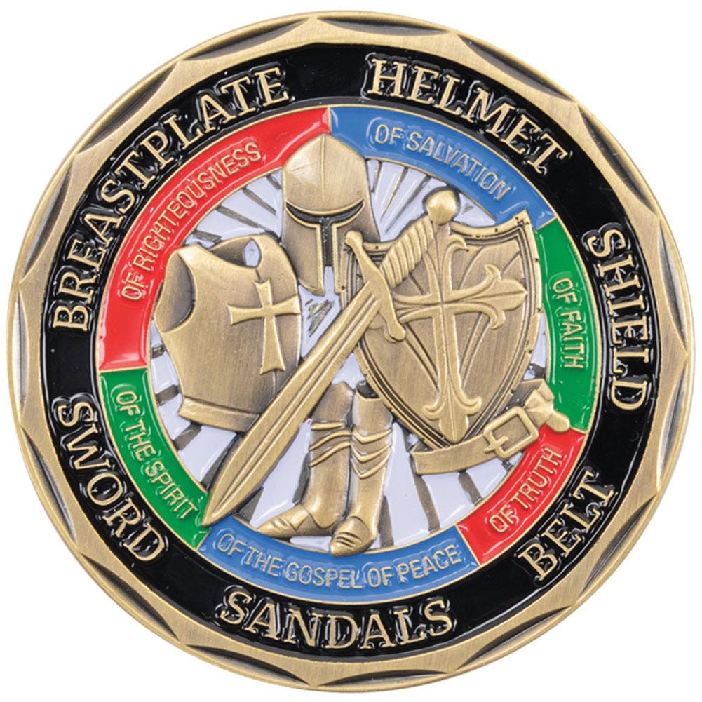 Bulk Custom Metal Zinc Alloy 3D Enamel Souvenir Whole Armor of God Coin Knight Templar Challenge Coin