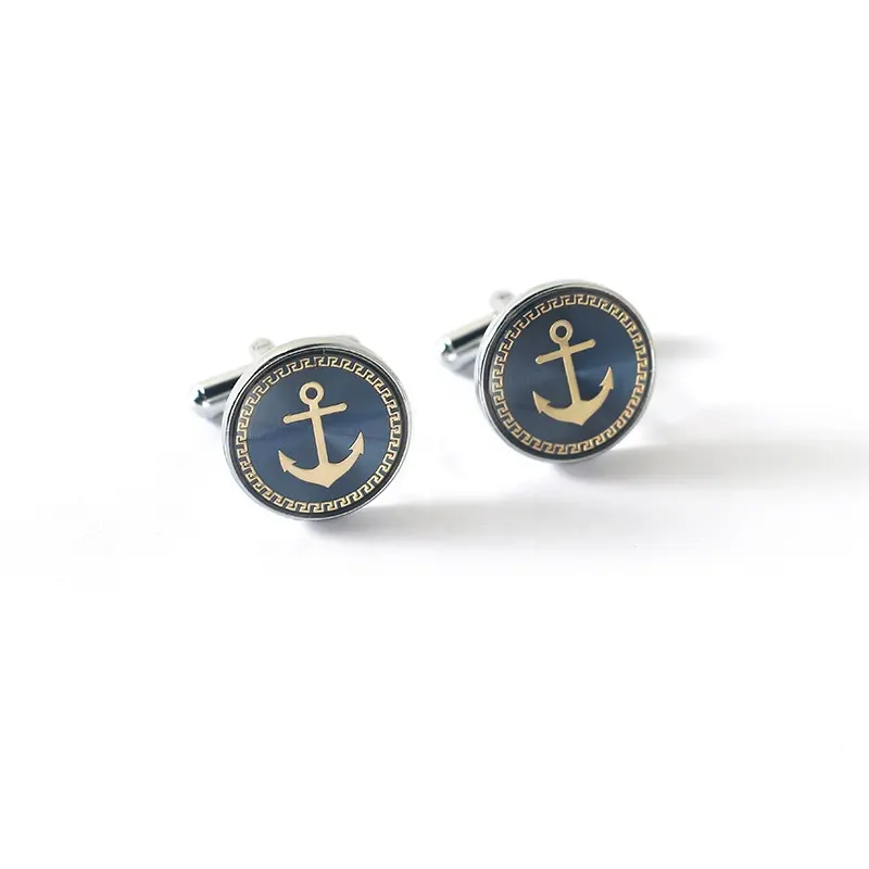 Hot Sales New Boutique Enamel Boat Anchor Cuff Links In Stock Men's French Shirt Button Cuff Nails Wholesale Price Cuff Links