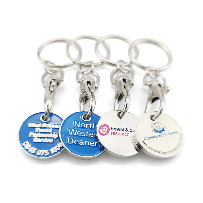 LOGO custom trolley coin keychain supermarket shopping cart chips canada uk euro token coin holder key chain