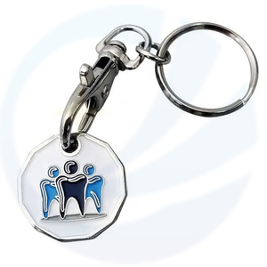 Custom Wholesale Cheap UK Coin Key Ring Trolley Token Keychain Metal Holder Keyring